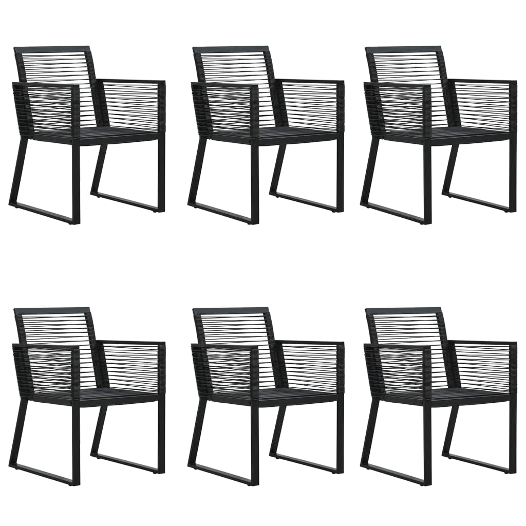 7-tlg. Garten-Essgruppe Schwarz PVC-Rattan