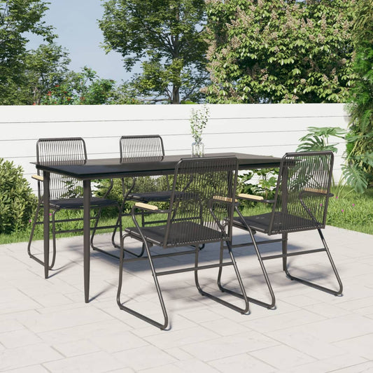 5-tlg. Garten-Essgruppe Schwarz PVC Rattan