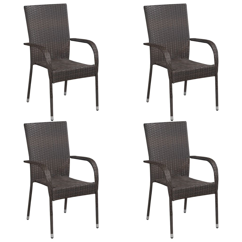 5-tlg. Garten-Essgruppe Braun Poly Rattan