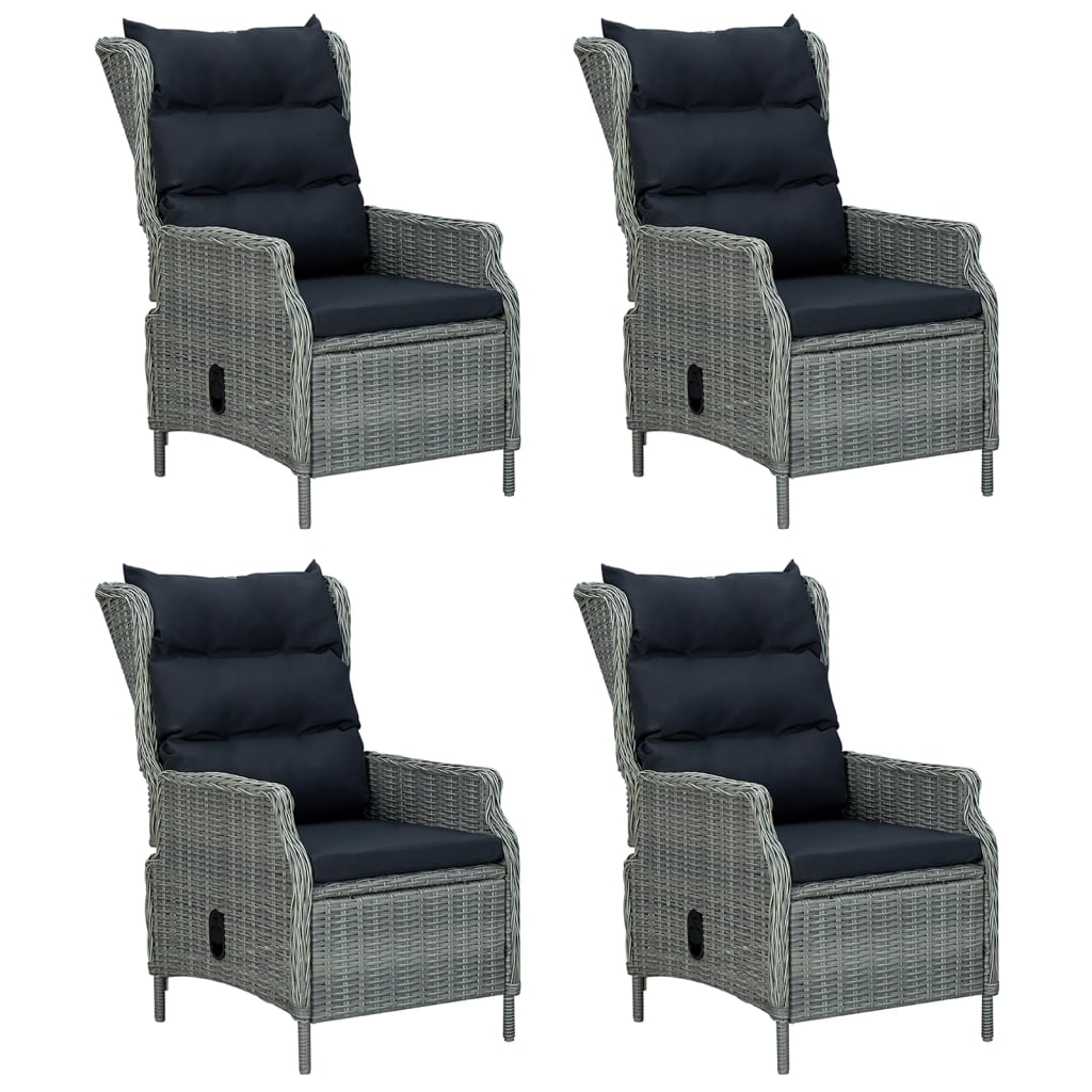 5-tlg. Garten-Essgruppe Hellgrau Poly Rattan