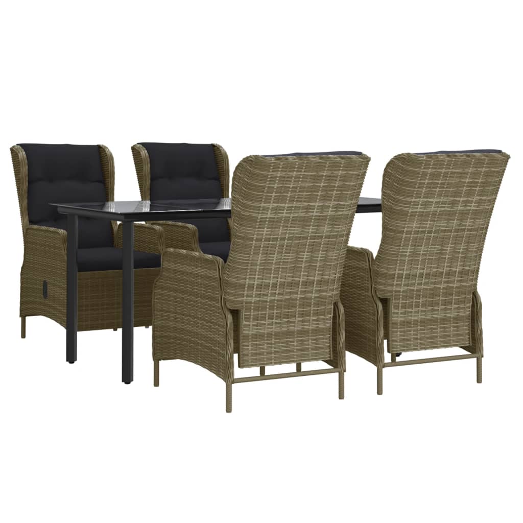 5-tlg. Garten-Essgruppe Braun Poly Rattan