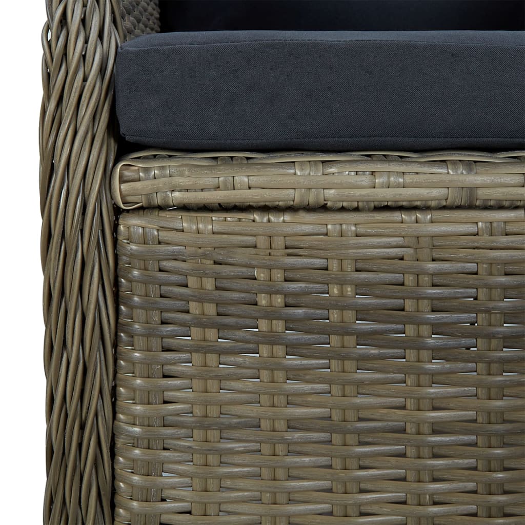 5-tlg. Garten-Essgruppe Braun Poly Rattan