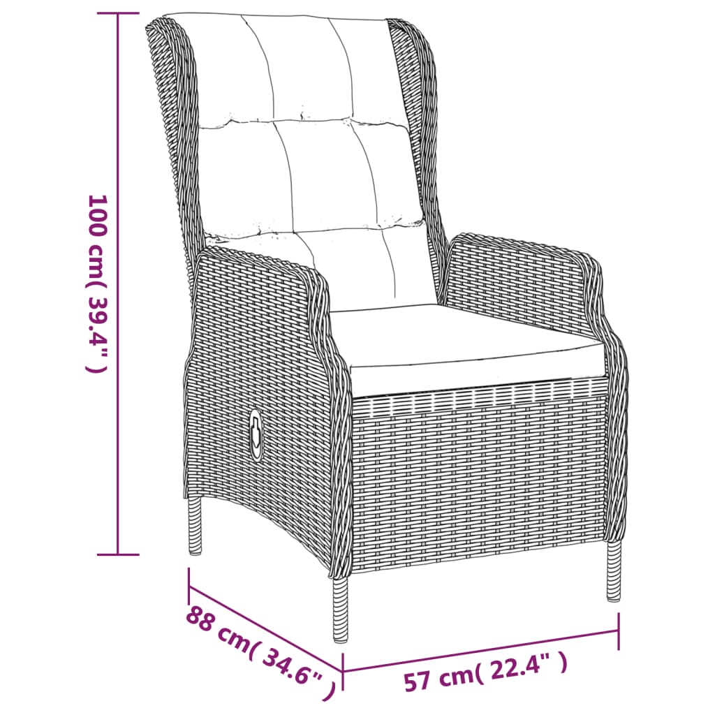 5-tlg. Garten-Essgruppe Braun Poly Rattan