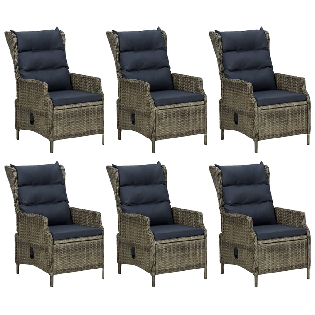 7-tlg. Garten-Essgruppe Braun Poly Rattan