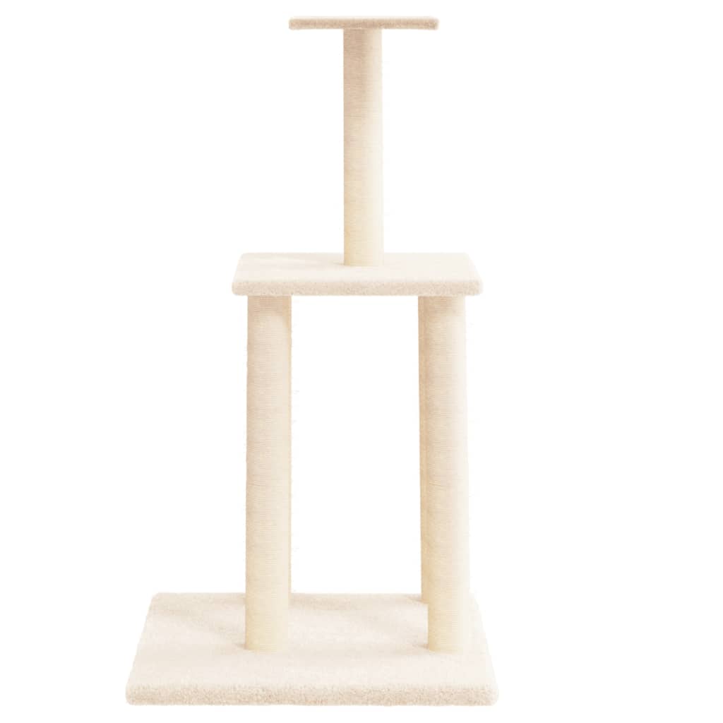 Kratzbaum mit Sisal-Kratzsäulen Creme 85,5 cm