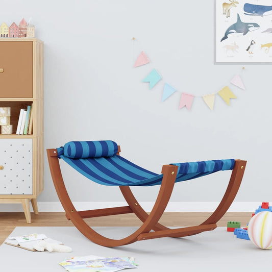 Balançoire hamac pour enfant tissu rayures bleues