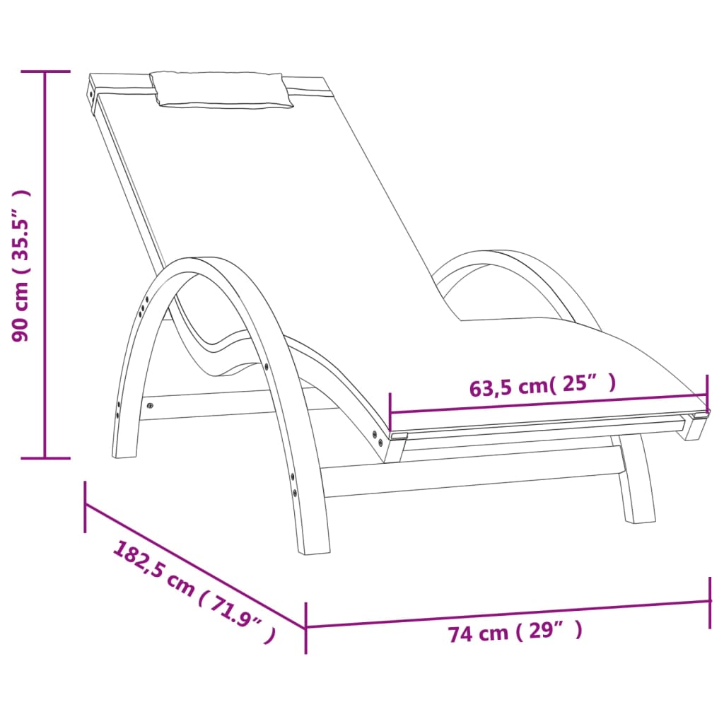 Bain de soleil avec coussin en textilène blanc et bois de peuplier massif