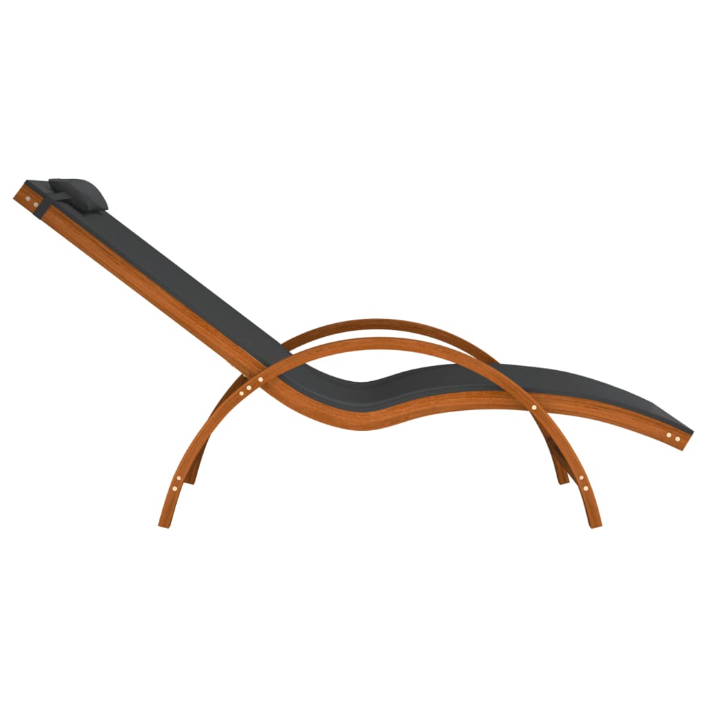 Bain de soleil avec coussin en textilène gris et bois de peuplier massif