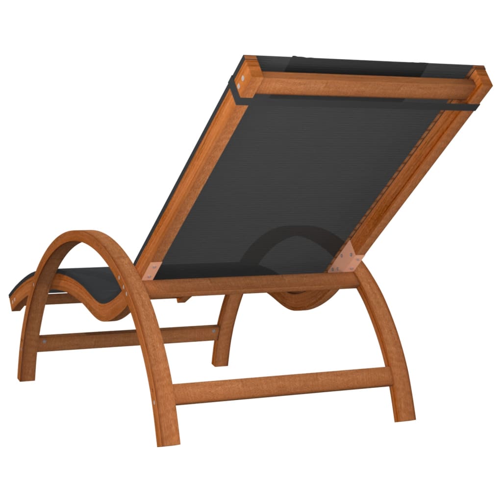 Bain de soleil avec coussin en textilène gris et bois de peuplier massif