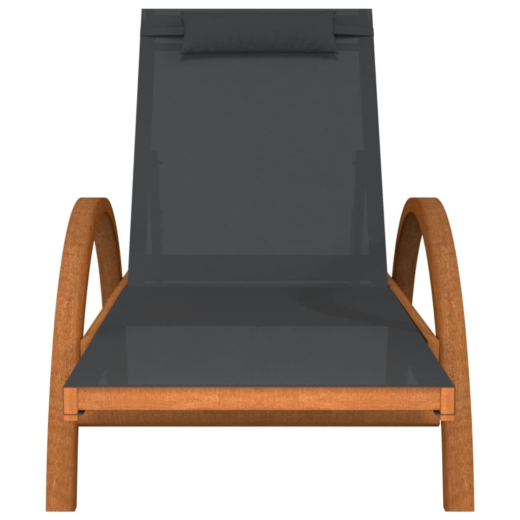 Bain de soleil avec coussin en textilène gris et bois de peuplier massif