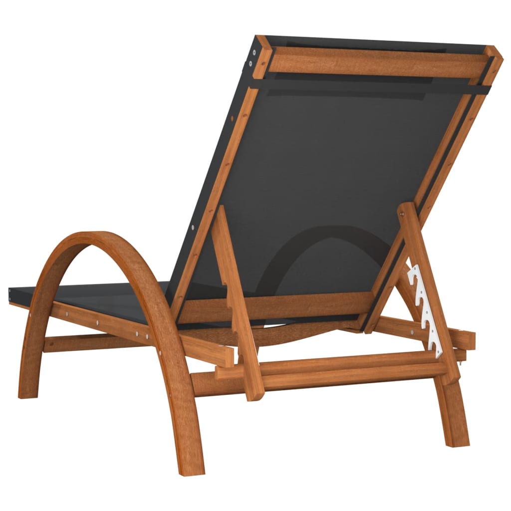 Bain de soleil avec coussin en textilène gris et bois de peuplier massif