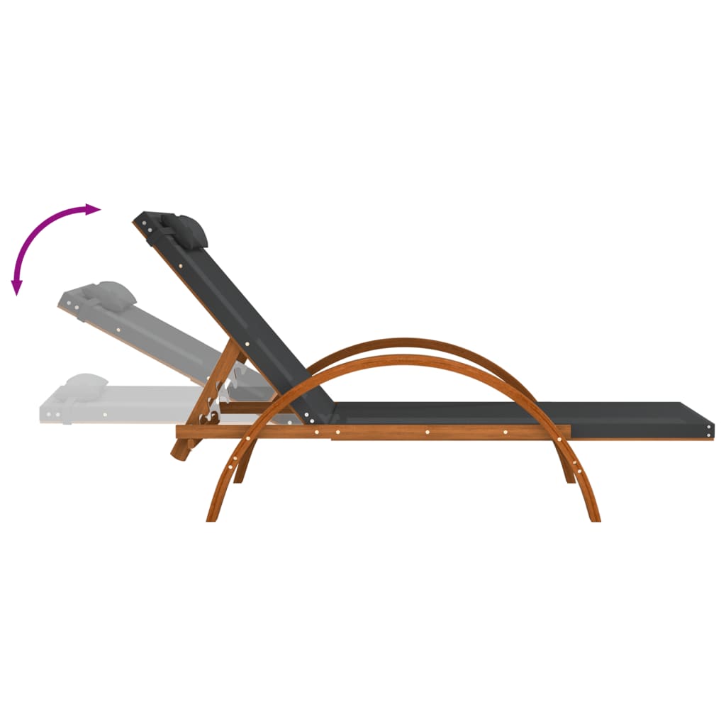 Bain de soleil avec coussin en textilène gris et bois de peuplier massif