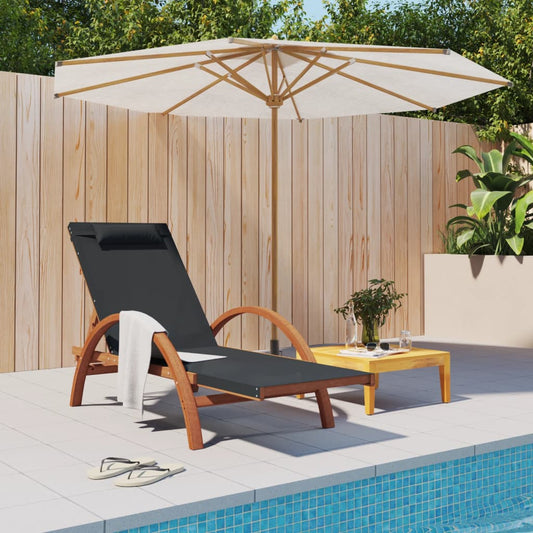 Bain de soleil avec coussin en textilène gris et bois de peuplier massif