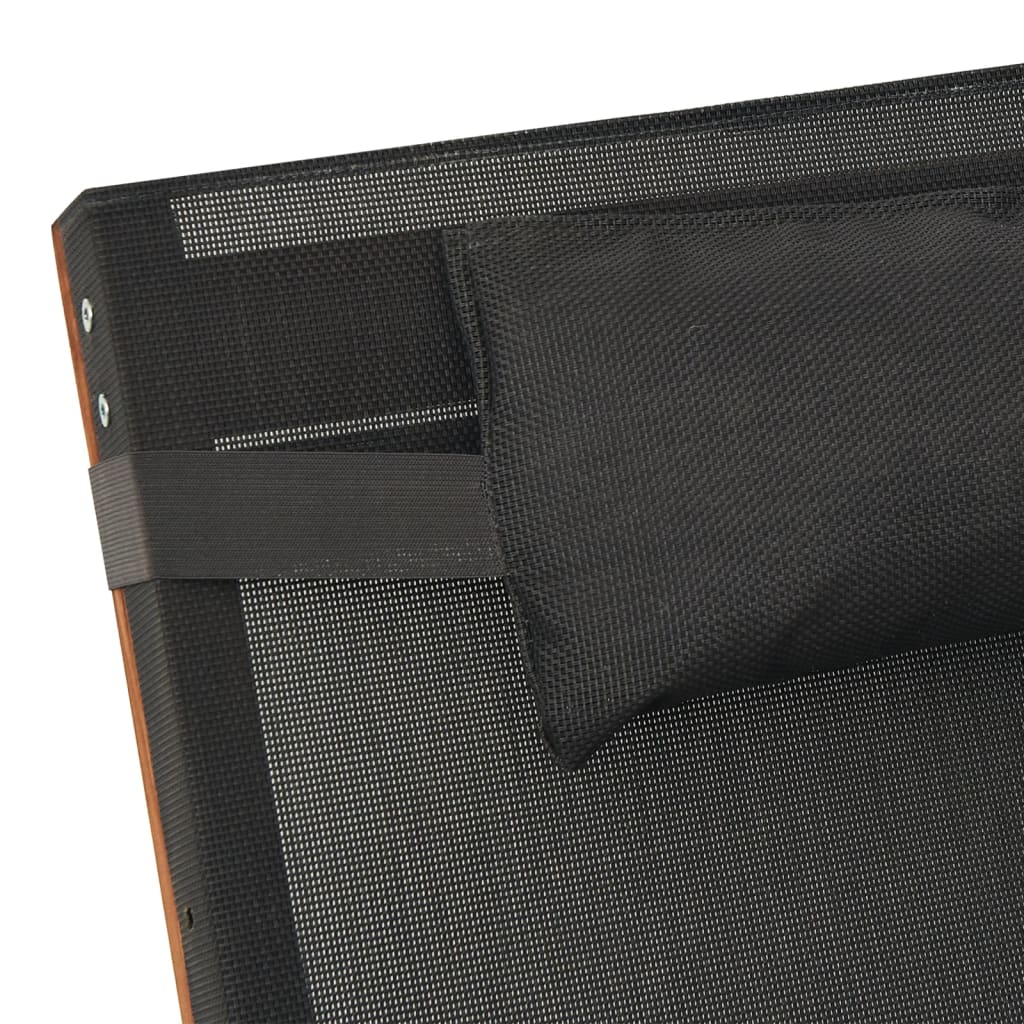 Bain de soleil avec coussin en textilène gris et bois de peuplier massif