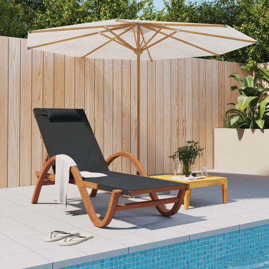 Bain de soleil avec coussin en textilène gris et bois de peuplier massif