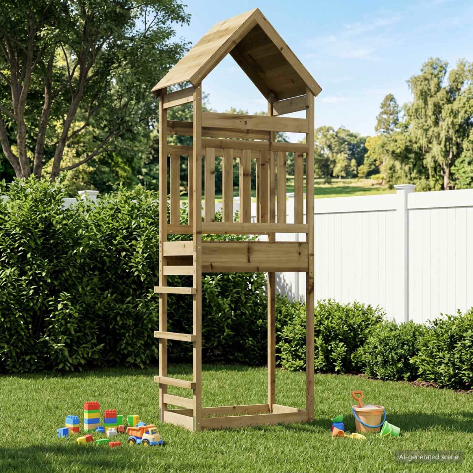 Outdoor-Spielturm Natur Massives imprägniertes Kiefernholz