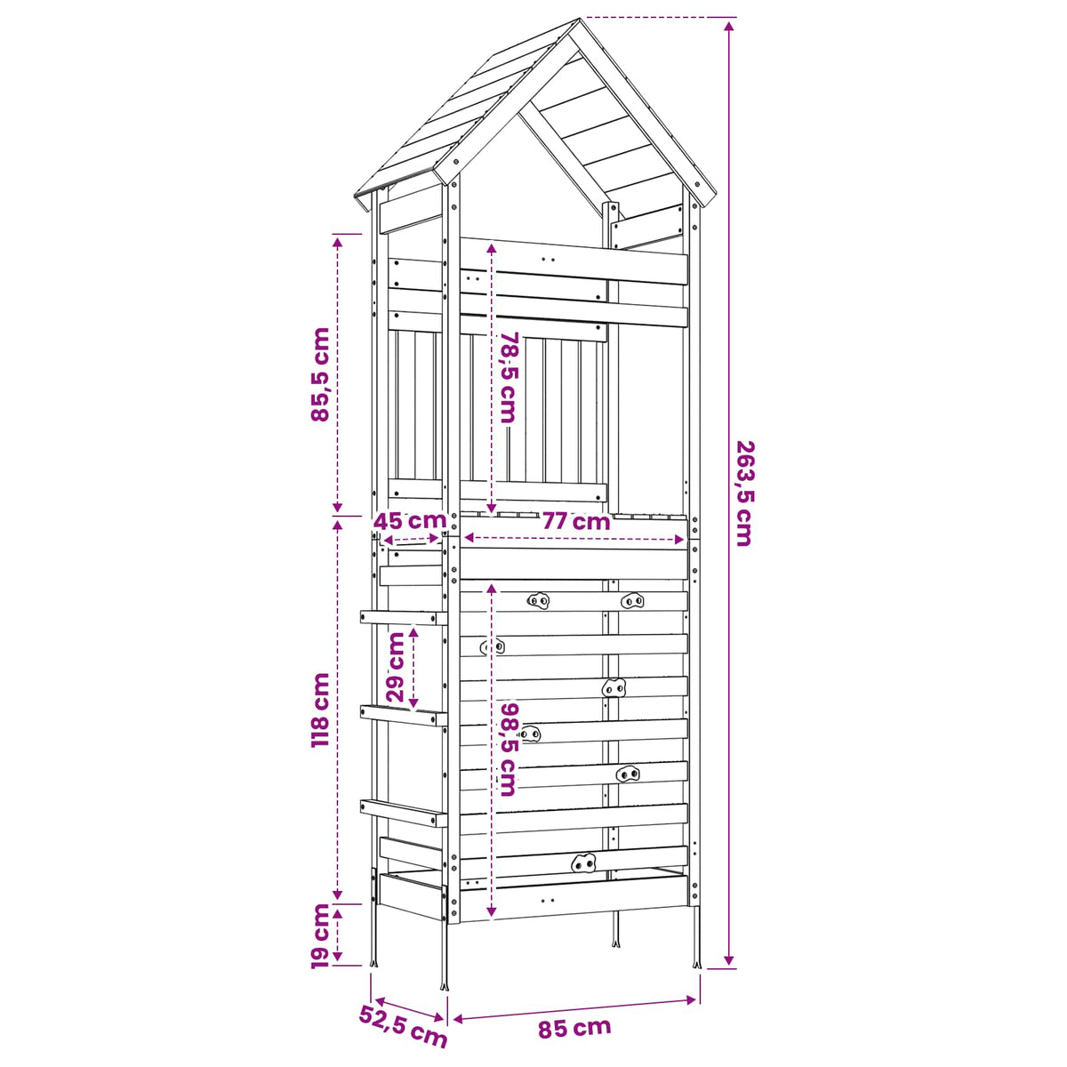Outdoor-Spielturm Natur 53 x 85 x 264 cm
