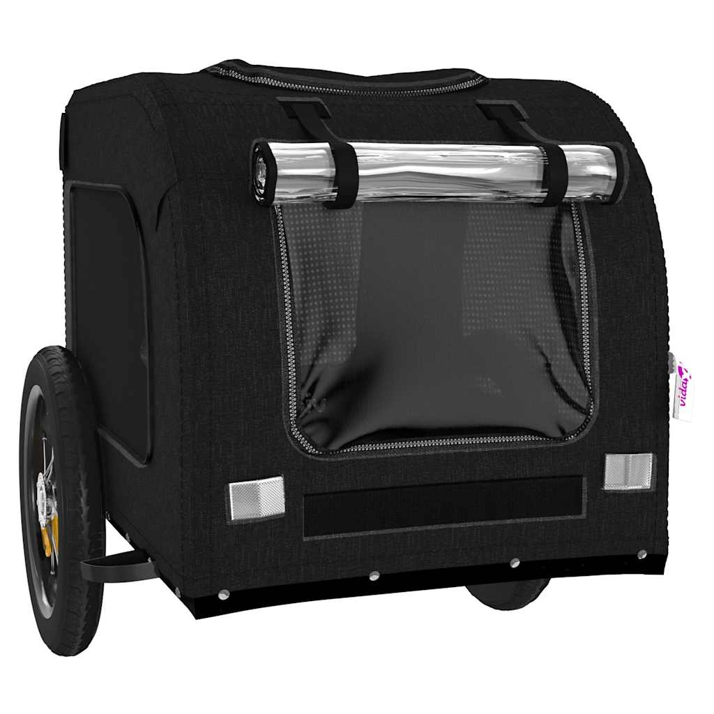 Remorque à vélo chiens tissu Oxford noir et fer