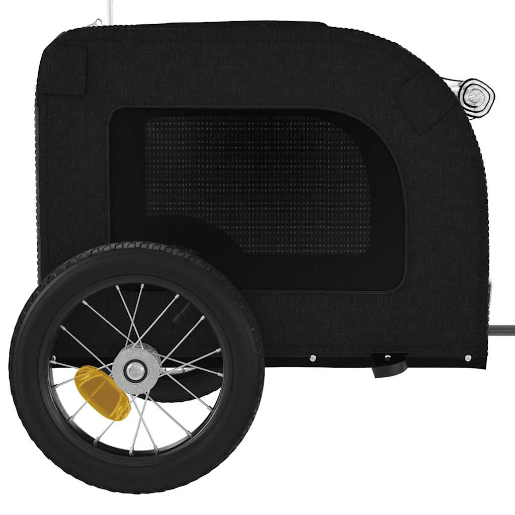 Remorque à vélo chiens tissu Oxford noir et fer