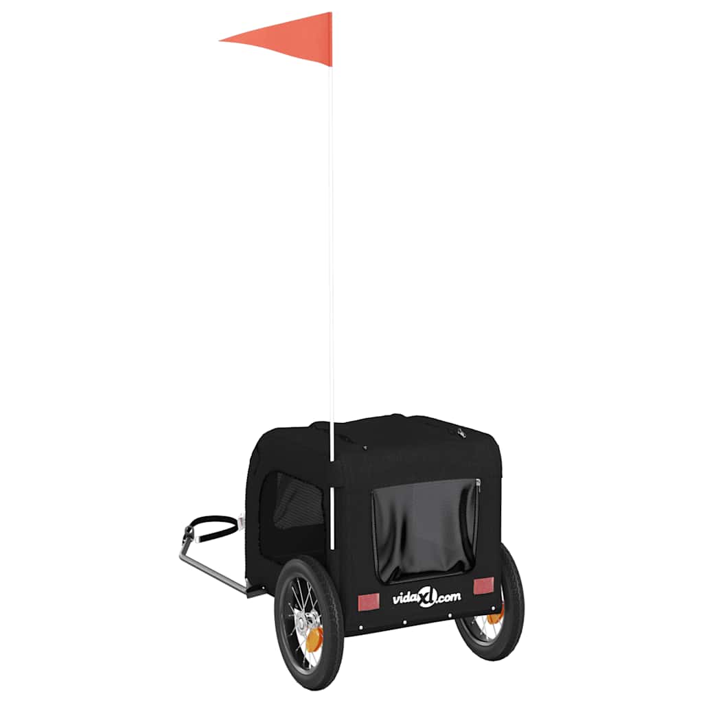 Remorque à vélo chiens tissu Oxford noir et fer