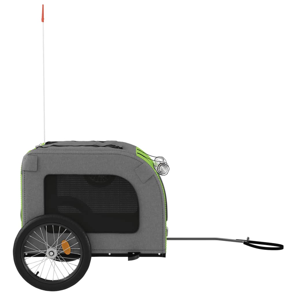 Remorque à vélo chiens tissu Oxford vert et gris et fer