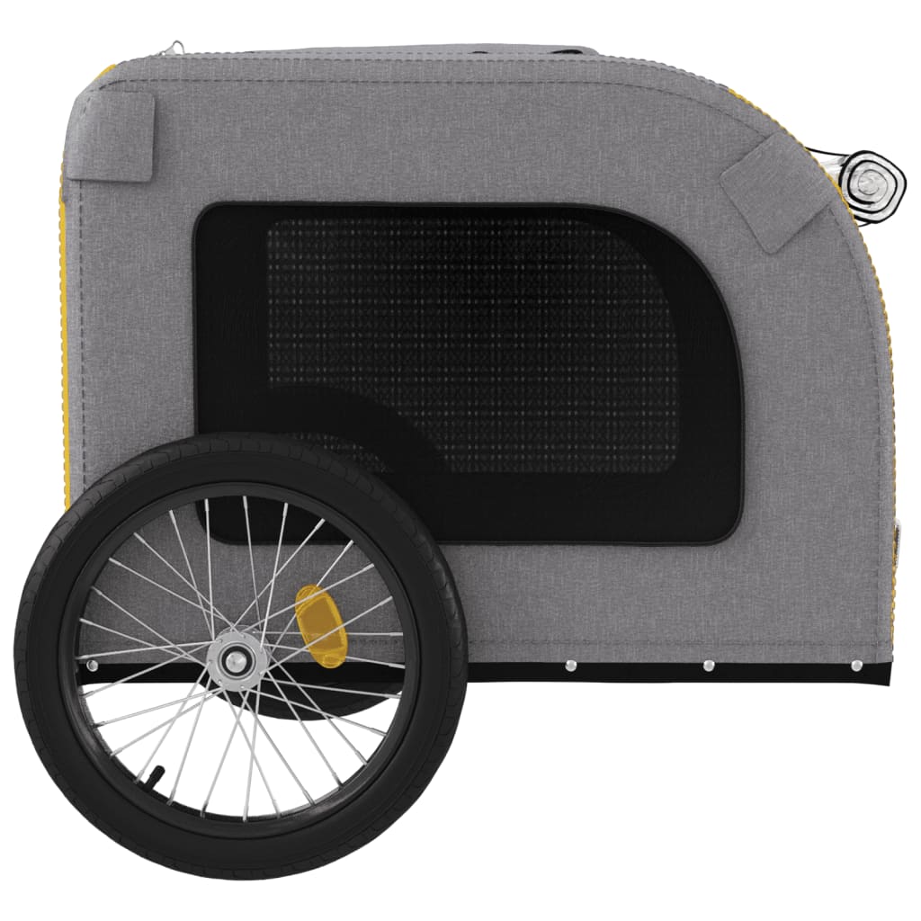 Remorque à Vélo Chiens Tissu Oxford &amp; Fer Jaune et Gris