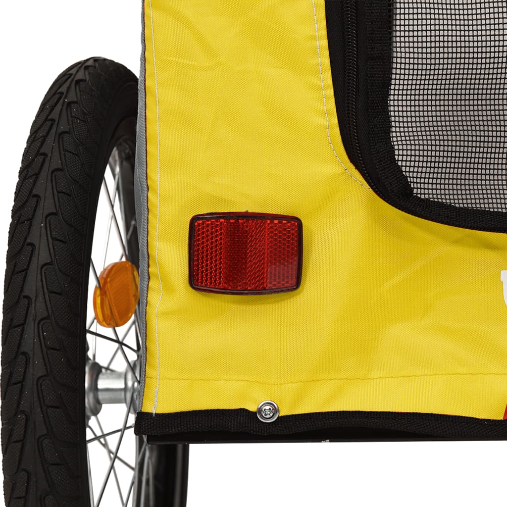 Remorque à Vélo Chiens Tissu Oxford &amp; Fer Jaune et Gris