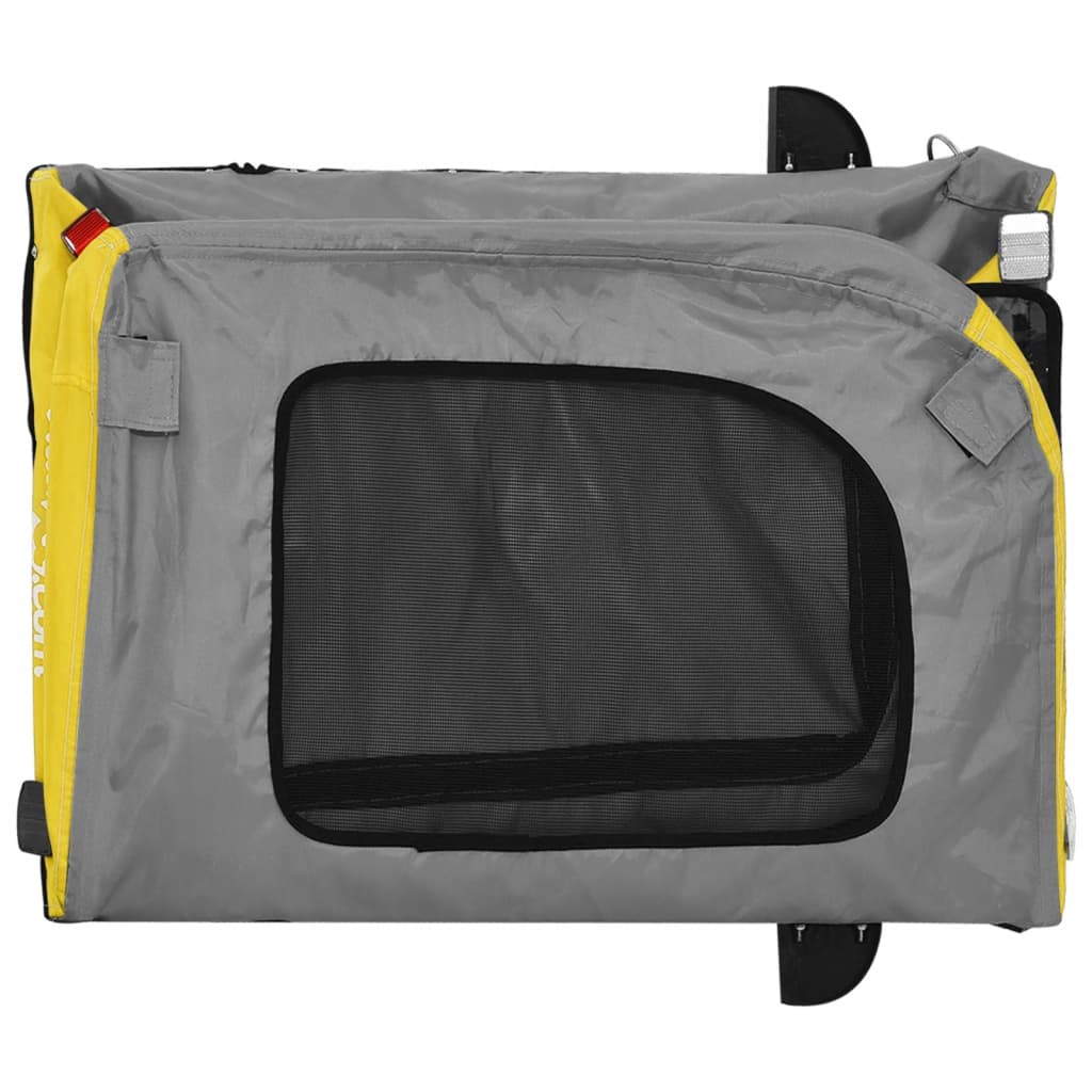 Remorque à Vélo Chiens Tissu Oxford &amp; Fer Jaune et Gris