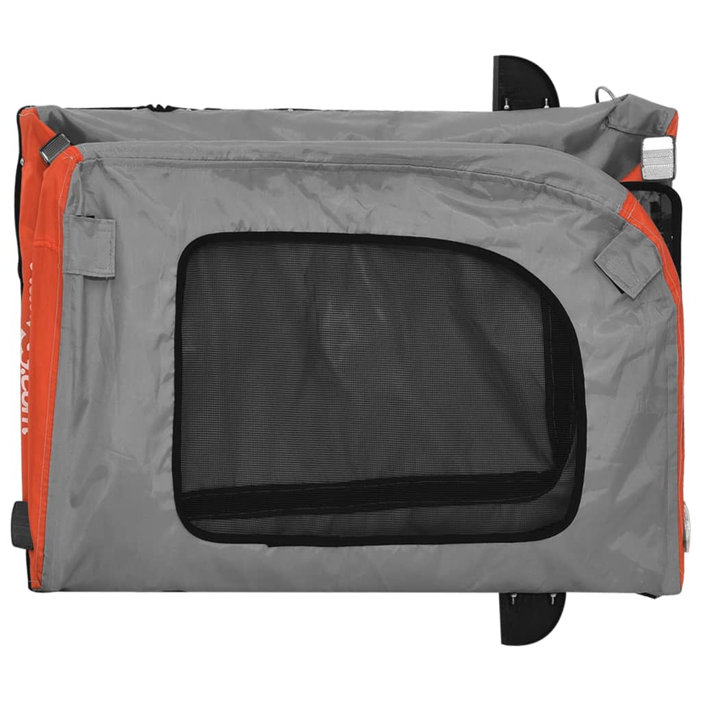 Remorque à vélo chiens tissu Oxford orange et gris et fer