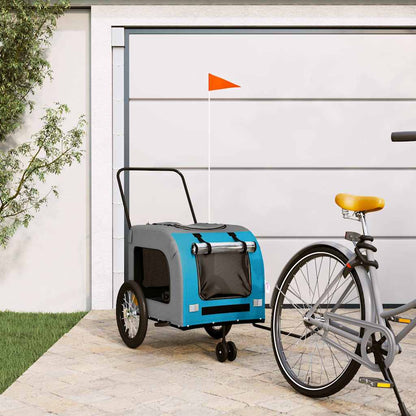 Fahrradanhänger für Haustiere Blau Mit Rad mit Speicher Blau M
