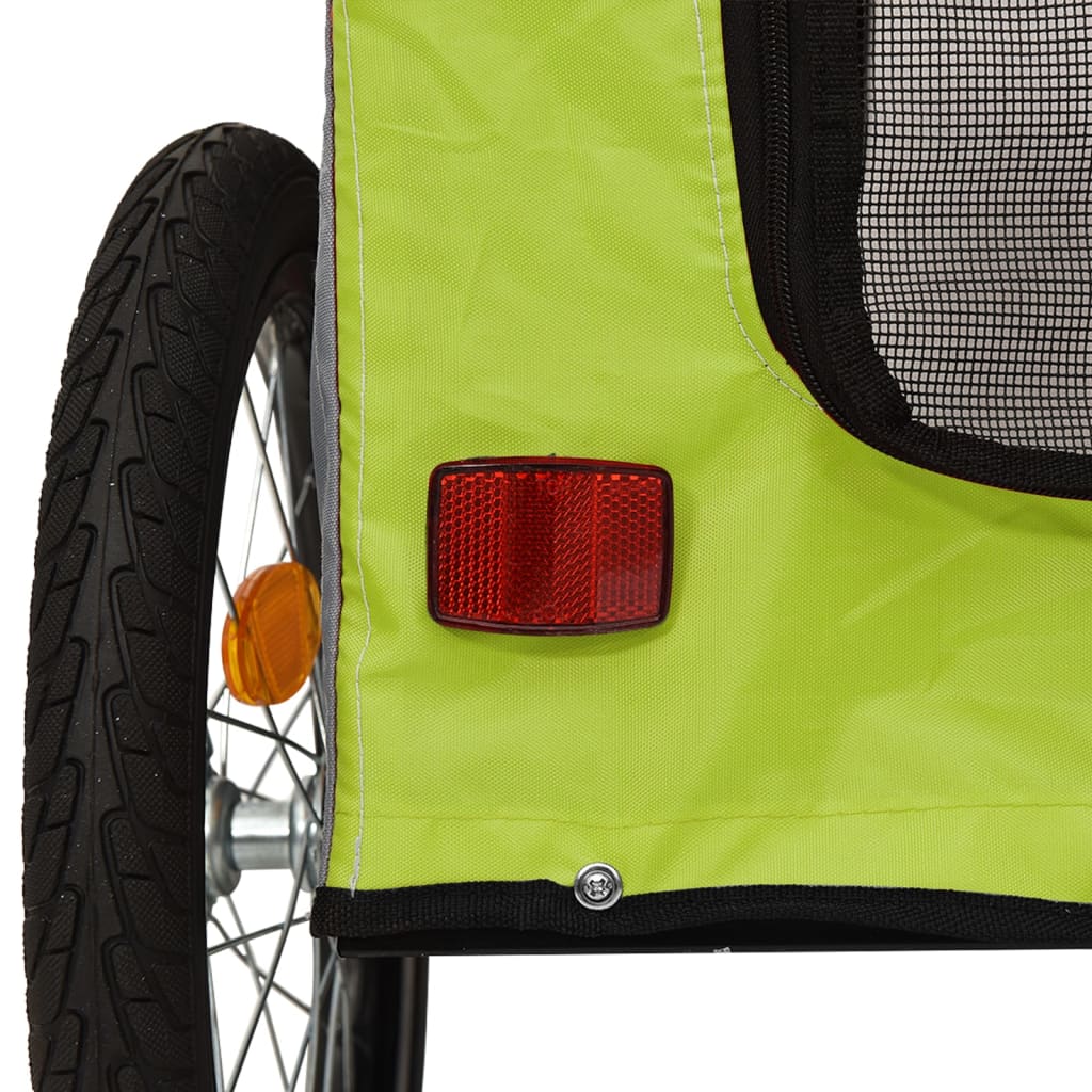 Remorque à vélo chiens tissu Oxford vert et gris et fer