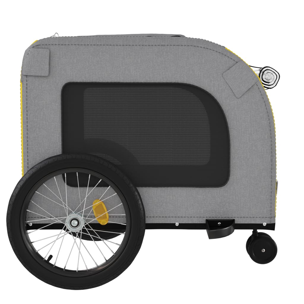 Remorque à vélo chiens tissu Oxford jaune et gris et fer