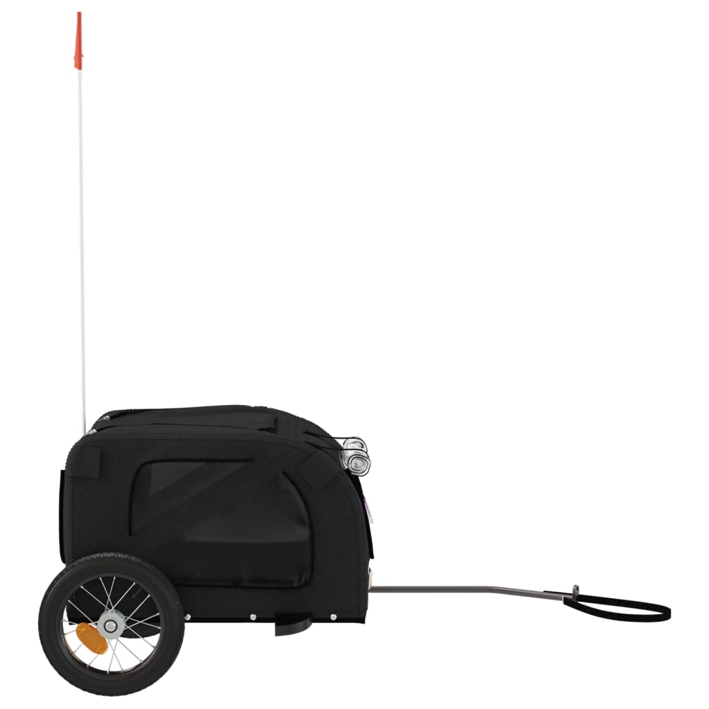 Remorque à vélo chiens tissu Oxford noir et fer