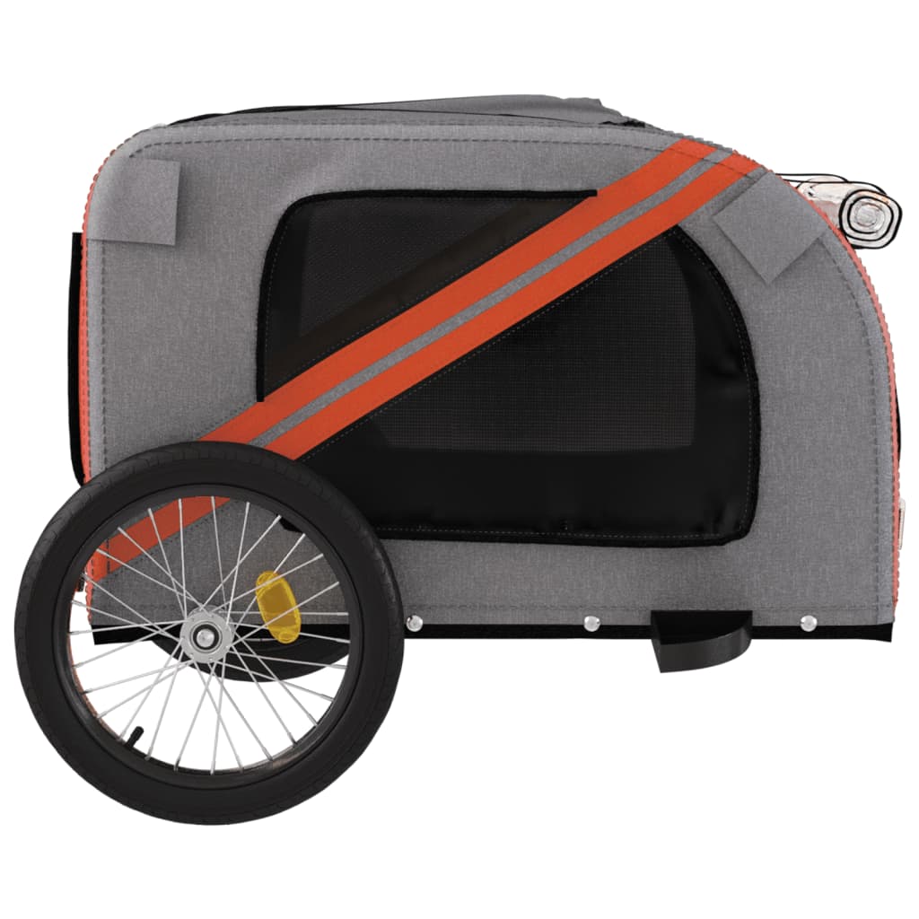 Remorque à Vélo Chiens Tissu Oxford &amp; Fer Orange et Noir