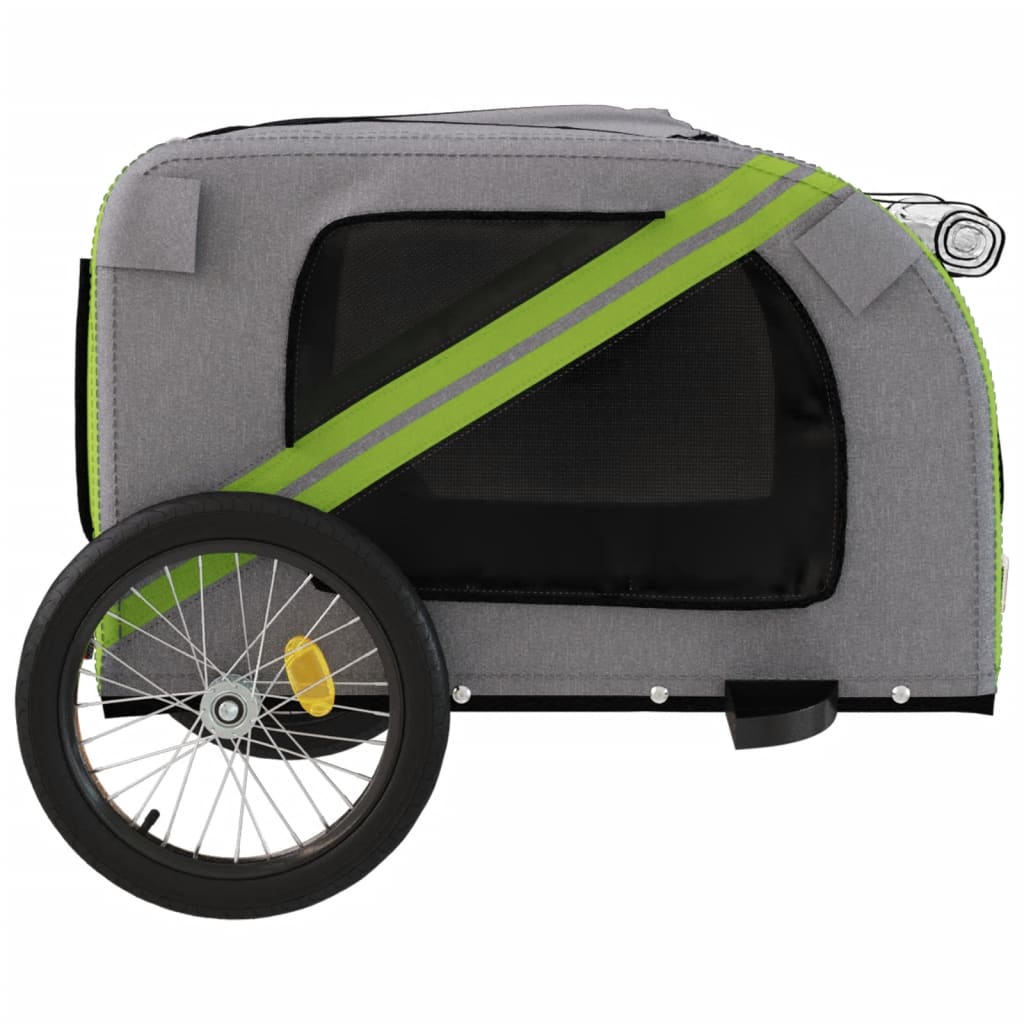 Remorque à vélo chiens tissu Oxford vert et gris et fer