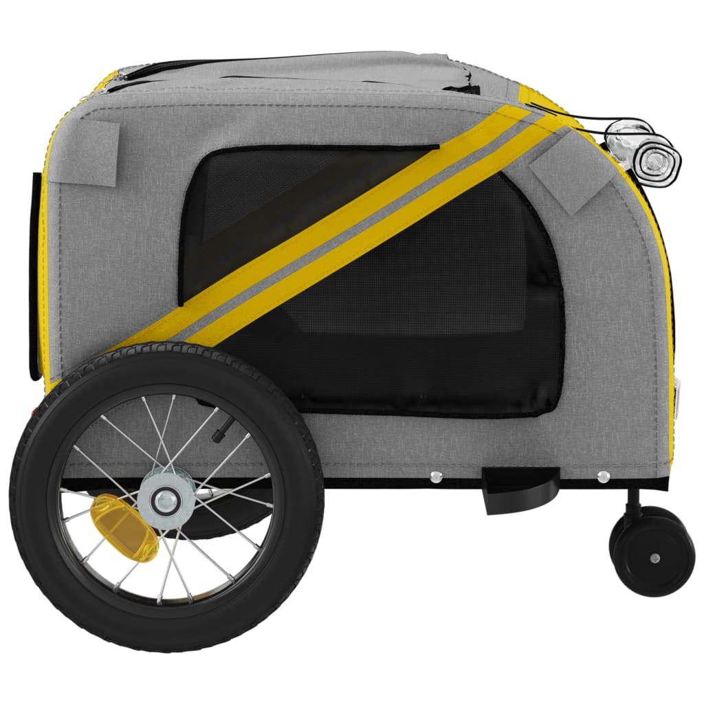 Remorque à Vélo Chiens Tissu Oxford &amp; Fer Jaune et Noir