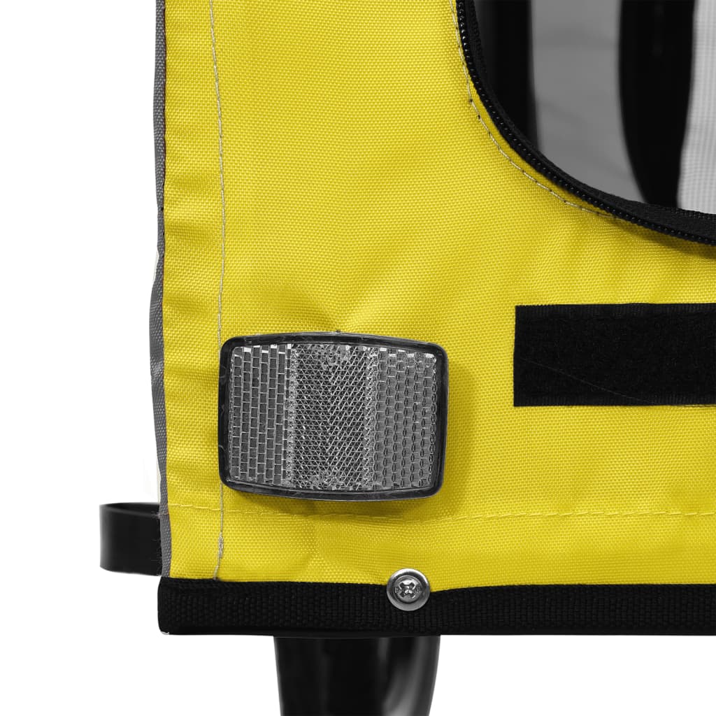 Remorque à vélo chiens tissu Oxford jaune et gris et fer