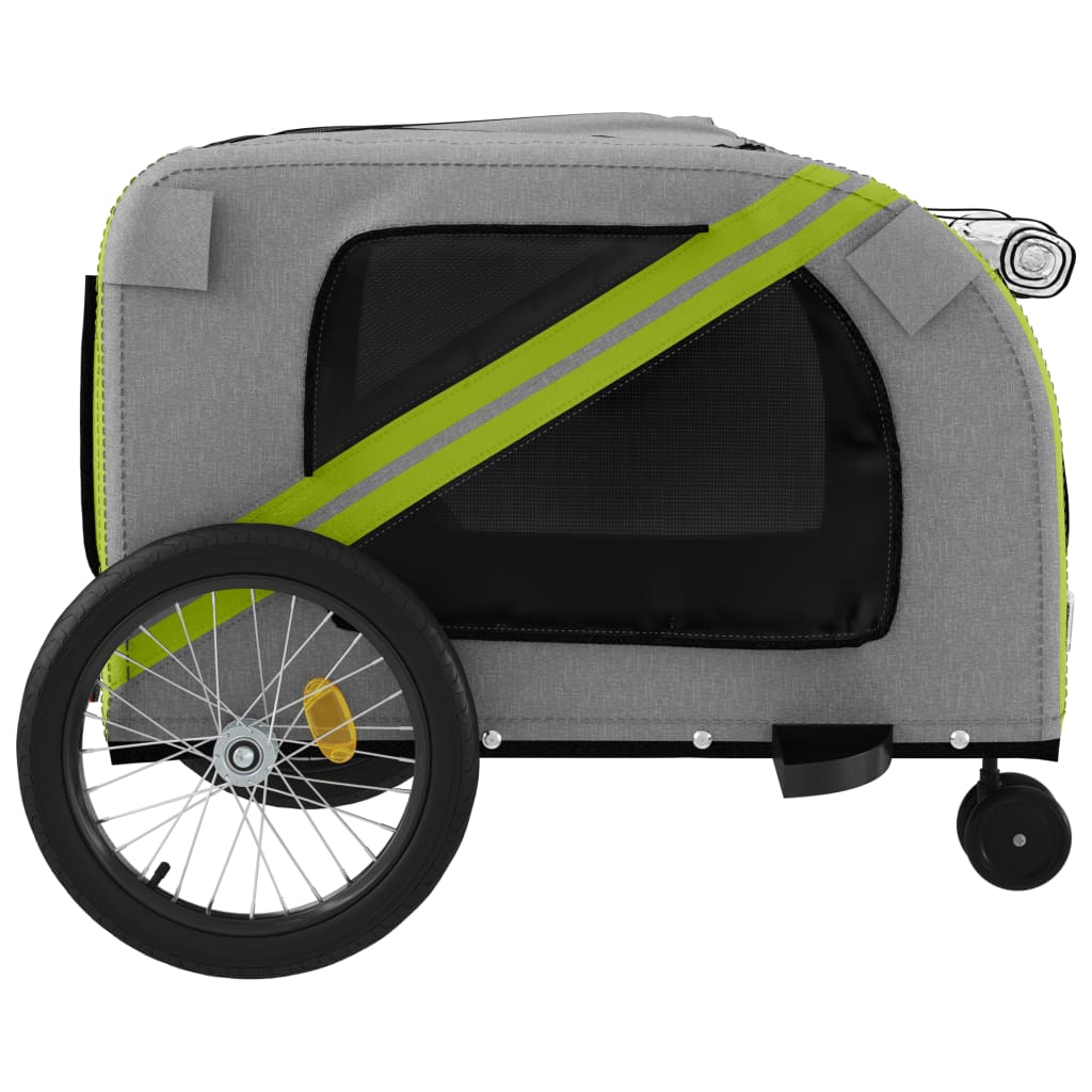 Remorque à vélo chiens tissu Oxford vert et gris et fer