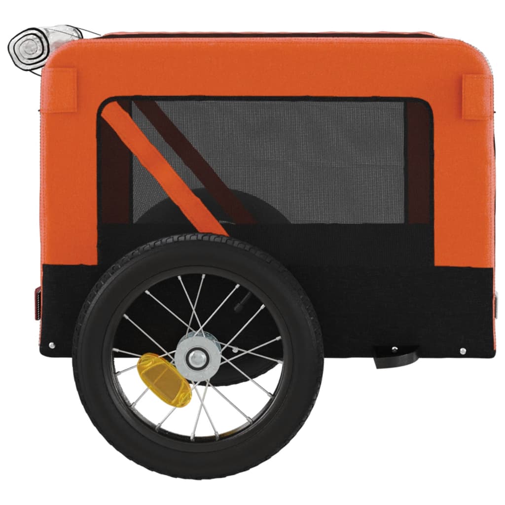 Remorque à Vélo Chiens Tissu Oxford &amp; Fer Orange et Noir