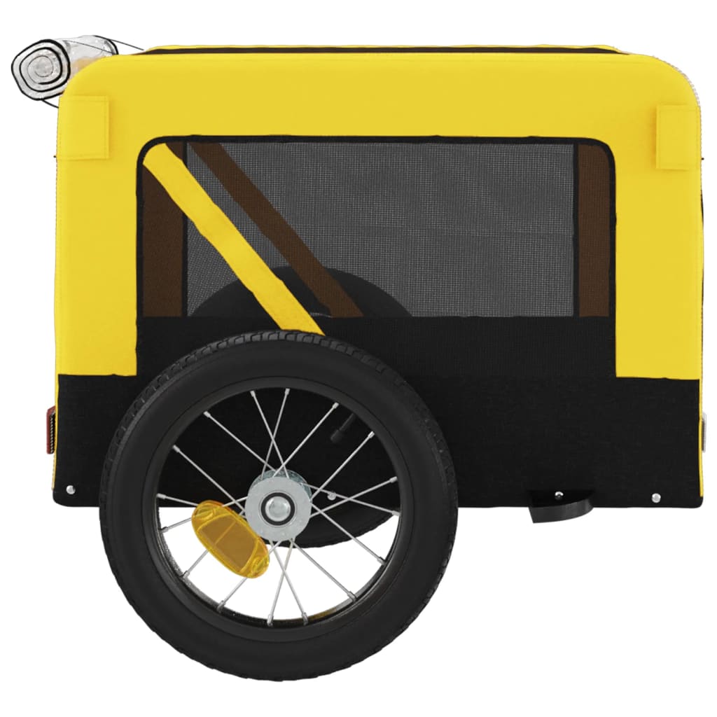 Remorque à Vélo Chiens Tissu Oxford &amp; Fer Jaune et Noir