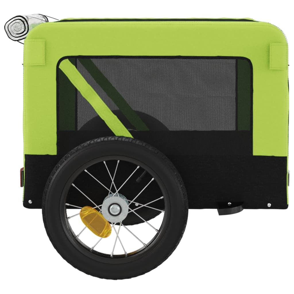 Remorque à Vélo Chiens Tissu Oxford Vert et Noir &amp; Fer