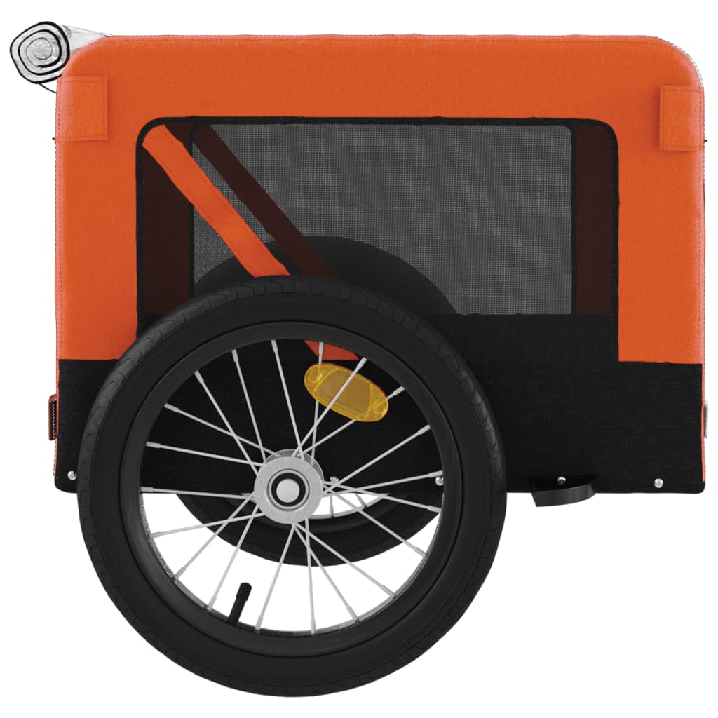 Remorque à Vélo Chiens Tissu Oxford &amp; Fer Orange et Noir