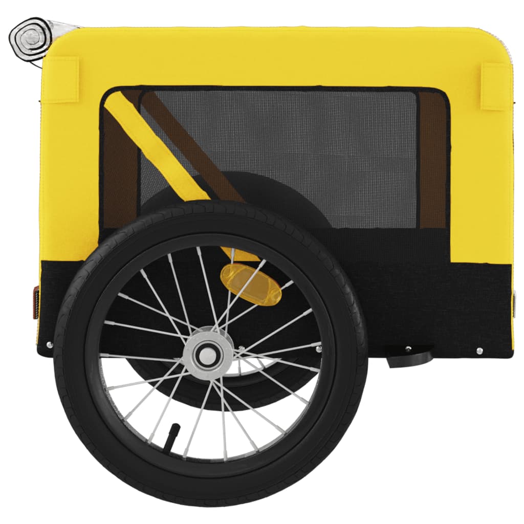 Remorque à Vélo Chiens Tissu Oxford &amp; Fer Jaune et Noir