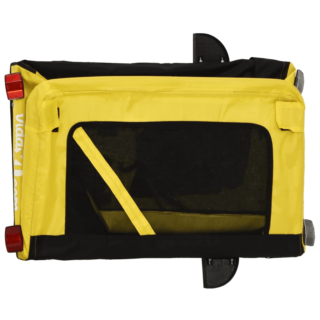 Remorque à Vélo Chiens Tissu Oxford &amp; Fer Jaune et Noir