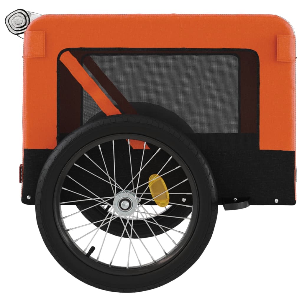 Remorque à Vélo Chiens Tissu Oxford &amp; Fer Orange et Noir