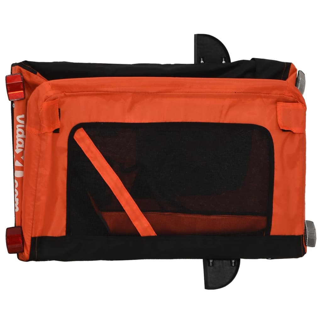 Remorque à Vélo Chiens Tissu Oxford &amp; Fer Orange et Noir