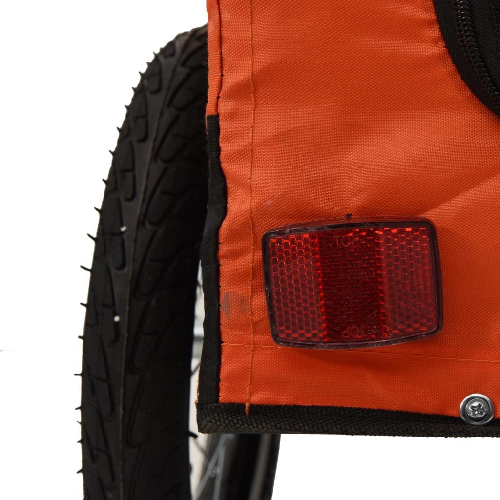 Remorque à Vélo Chiens Tissu Oxford &amp; Fer Orange et Noir