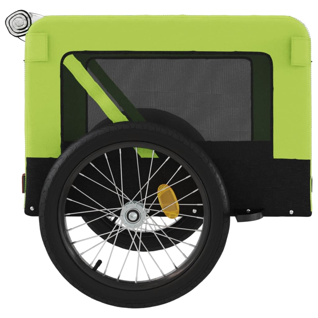 Remorque à Vélo Chiens Tissu Oxford Vert et Noir &amp; Fer