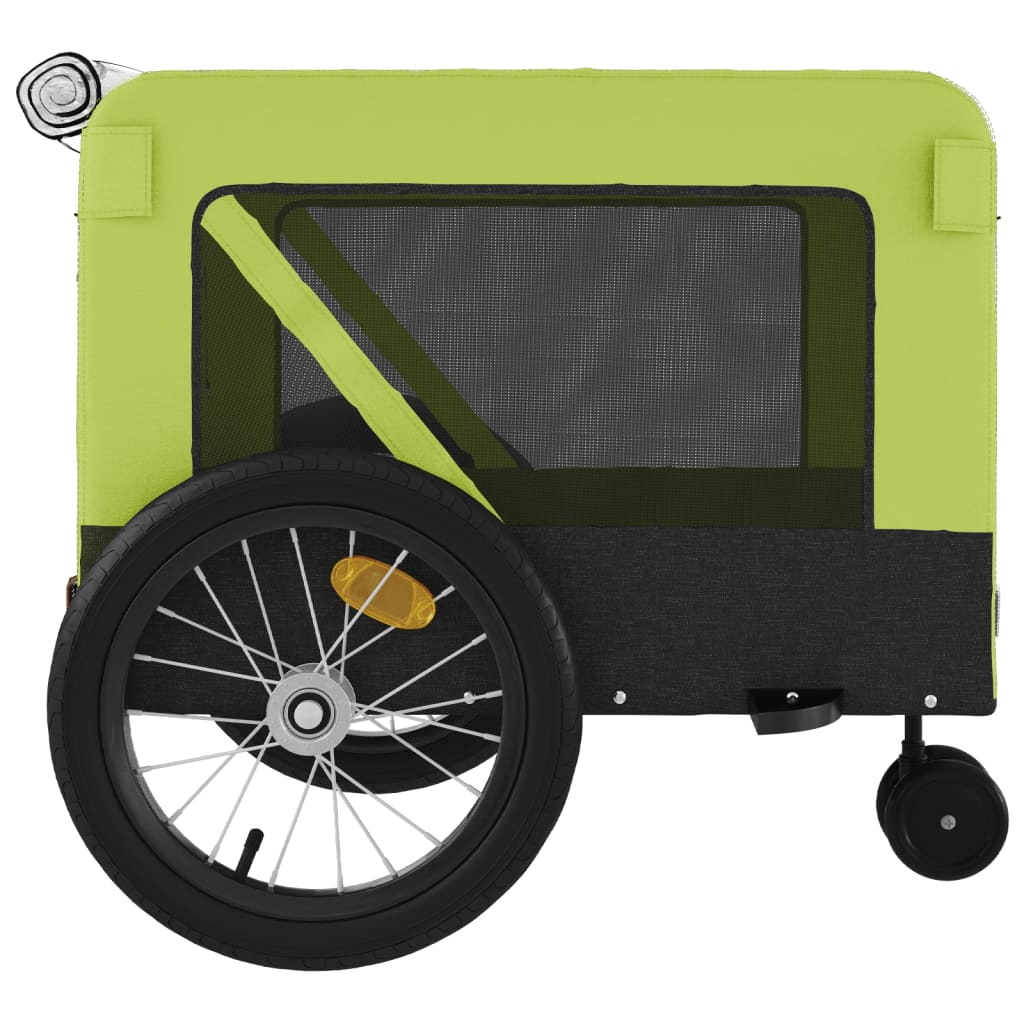 Remorque à Vélo Chiens Tissu Oxford Vert et Noir &amp; Fer