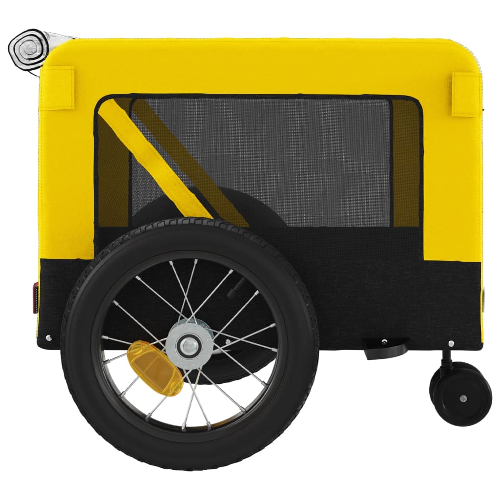 Remorque à Vélo Chiens Tissu Oxford &amp; Fer Jaune et Noir